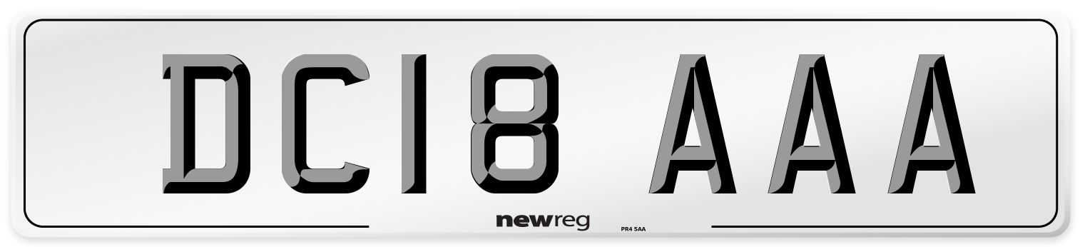 DC18 AAA Number Plate from New Reg